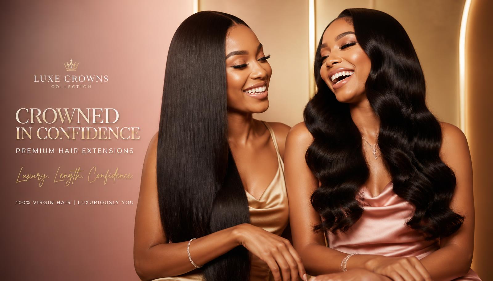 Models wearing straight and body wave OMYHAIRERA hair extensions
